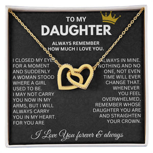 To My Daughter - In My Arms - Interlocking Hearts Necklace