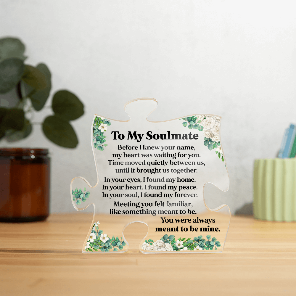 To My Soulmate Heart Acrylic Plaque with Floral Design, Romantic LED Light Gift, Elegant Love Keepsake for Wife or Partner
