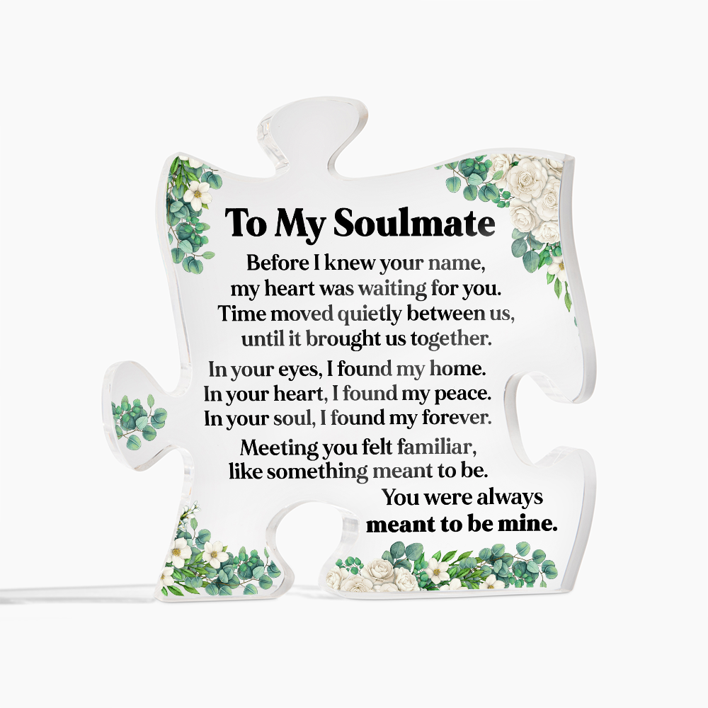 To My Soulmate Heart Acrylic Plaque with Floral Design, Romantic LED Light Gift, Elegant Love Keepsake for Wife or Partner