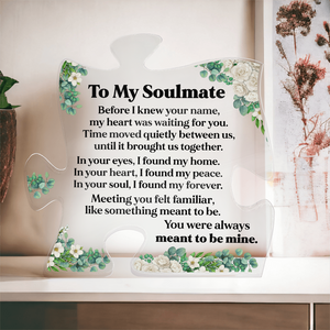 To My Soulmate Heart Acrylic Plaque with Floral Design, Romantic LED Light Gift, Elegant Love Keepsake for Wife or Partner