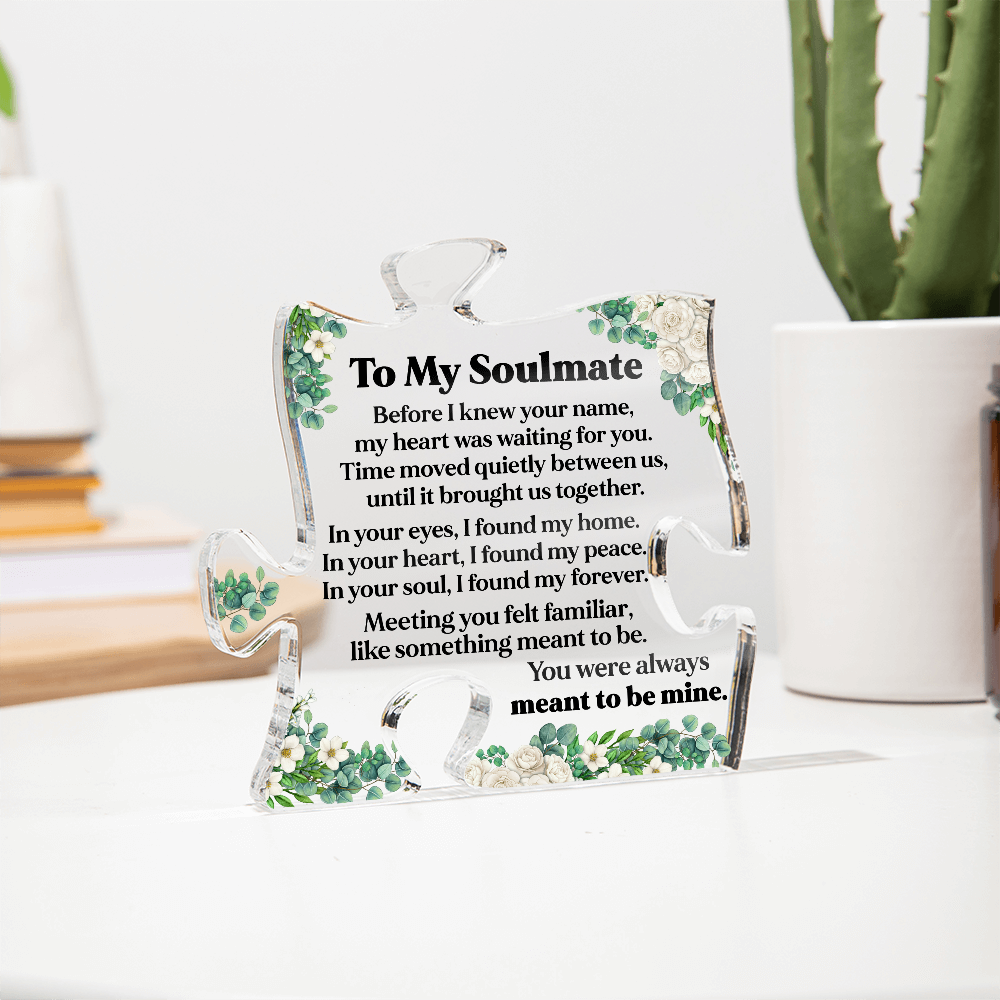 To My Soulmate Heart Acrylic Plaque with Floral Design, Romantic LED Light Gift, Elegant Love Keepsake for Wife or Partner
