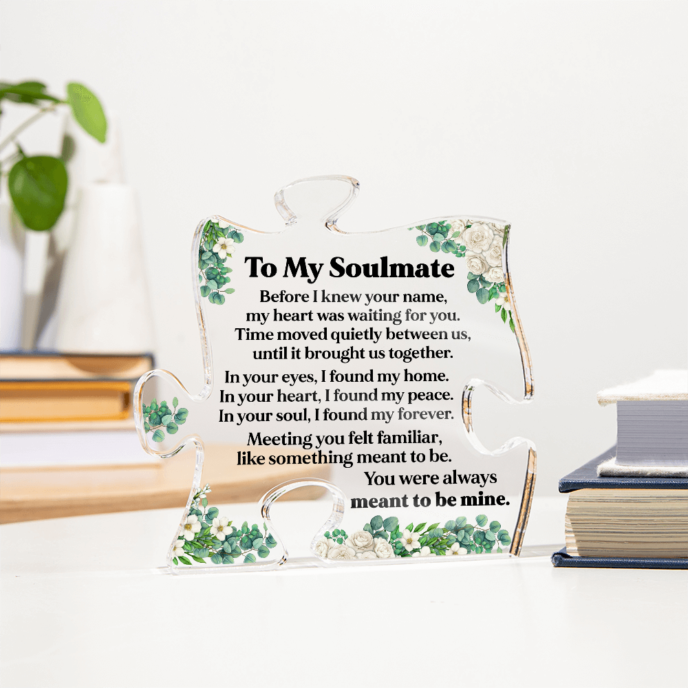 To My Soulmate Heart Acrylic Plaque with Floral Design, Romantic LED Light Gift, Elegant Love Keepsake for Wife or Partner
