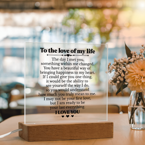 To My Soulmate Square Acrylic Plaque, Romantic Love Gift with LED Light, Timeless Keepsake for Wife, Husband, or Partner