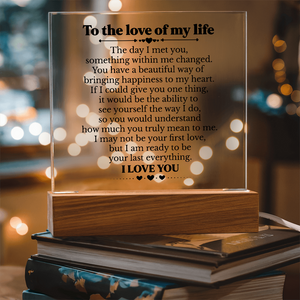 To My Soulmate Square Acrylic Plaque, Romantic Love Gift with LED Light, Timeless Keepsake for Wife, Husband, or Partner