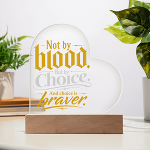Stepdad Gift – "Not by Blood But by Choice" Acrylic Heart Plaque | Father's Day Gift for Bonus Dad, Stepfather