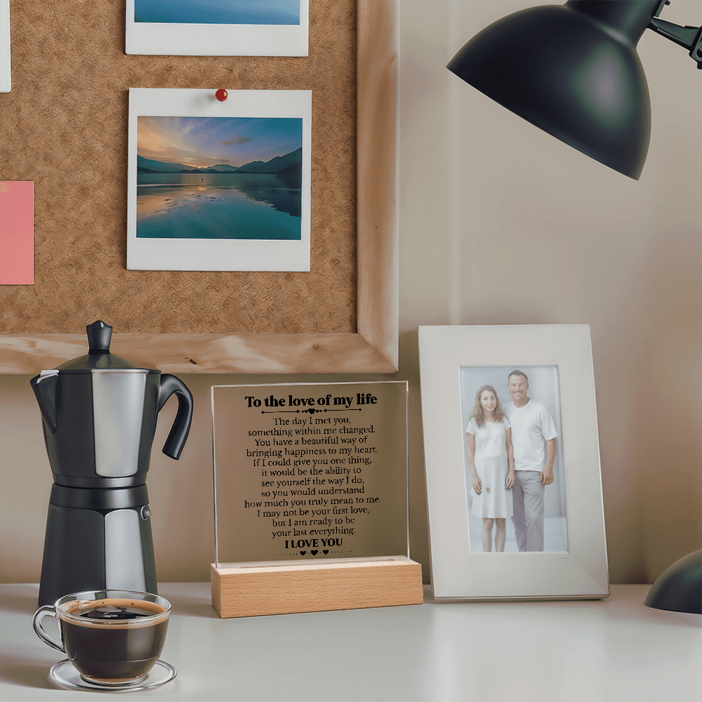 To My Soulmate Square Acrylic Plaque, Romantic Love Gift with LED Light, Timeless Keepsake for Wife, Husband, or Partner