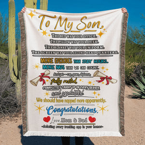 Funny Graduation Blanket for Son – More Naps Than Study Hours Still Graduated | Grad Gift Blanket from Mom and Dad