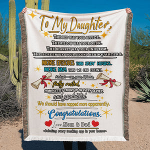 Funny Graduation Blanket for Daughter – More Naps Than Study Hours Still Graduated | Grad Gift Blanket from Mom and Dad