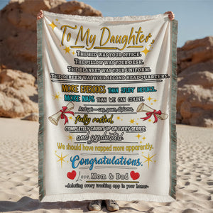 Funny Graduation Blanket for Daughter – More Naps Than Study Hours Still Graduated | Grad Gift Blanket from Mom and Dad