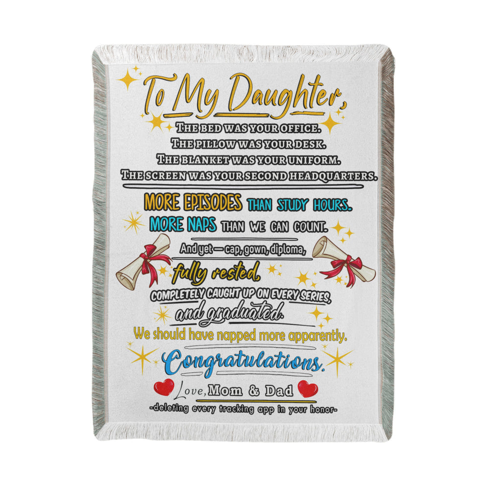 Funny Graduation Blanket for Daughter – More Naps Than Study Hours Still Graduated | Grad Gift Blanket from Mom and Dad