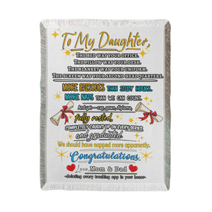 Funny Graduation Blanket for Daughter – More Naps Than Study Hours Still Graduated | Grad Gift Blanket from Mom and Dad