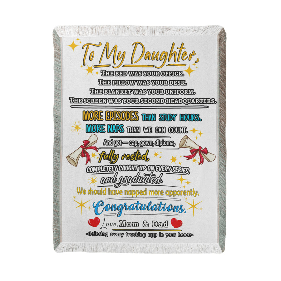 Funny Graduation Blanket for Daughter – More Naps Than Study Hours Still Graduated | Grad Gift Blanket from Mom and Dad