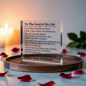 To the Love of My Life Square Acrylic Block 6x6, Romantic Love Gift, Meaningful Desk or Shelf Keepsake for Wife or Partner