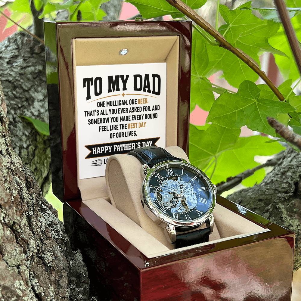 Personalized Father's Day Gift for Dad - One Mulligan One Beer Golf Watch Custom Name