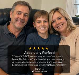 To My Bonus Son Acrylic Plaque from Mom and Dad – Personalized LED Night Light Emotional Gift for Bonus Son