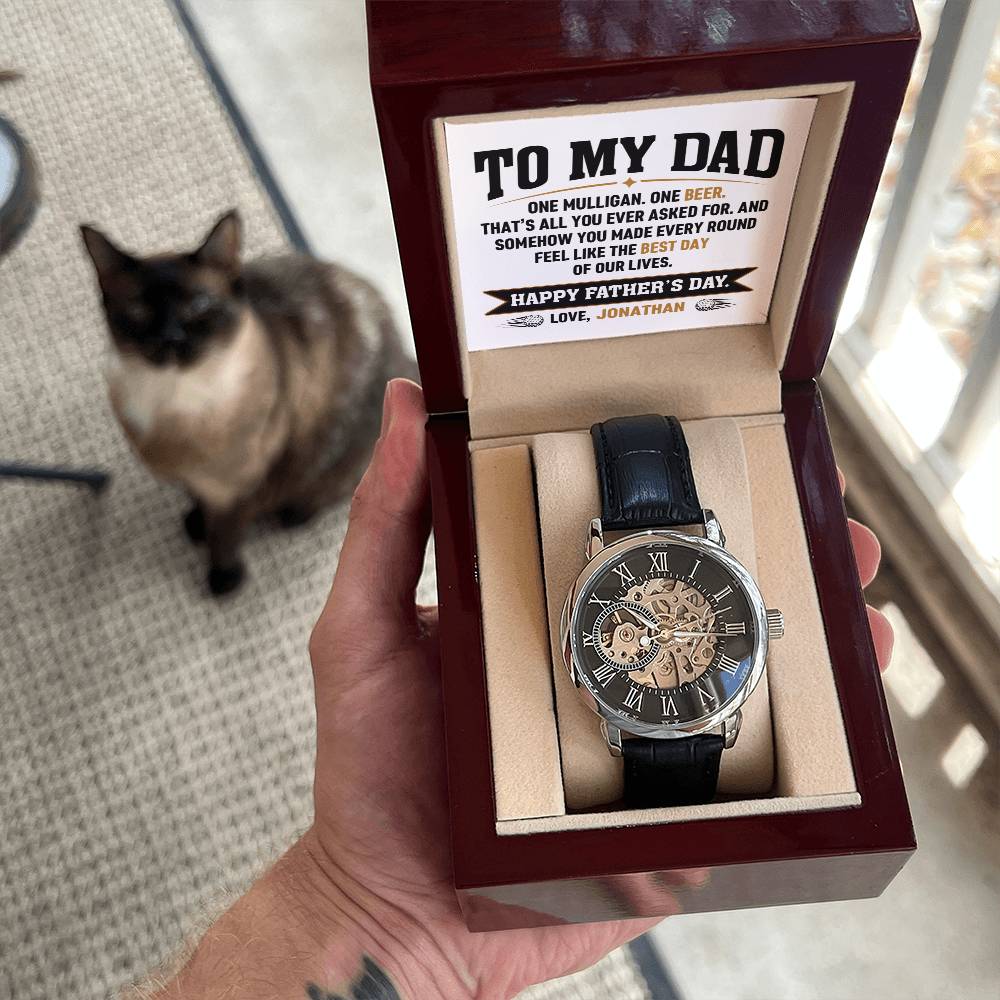 Personalized Father's Day Gift for Dad - One Mulligan One Beer Golf Watch Custom Name