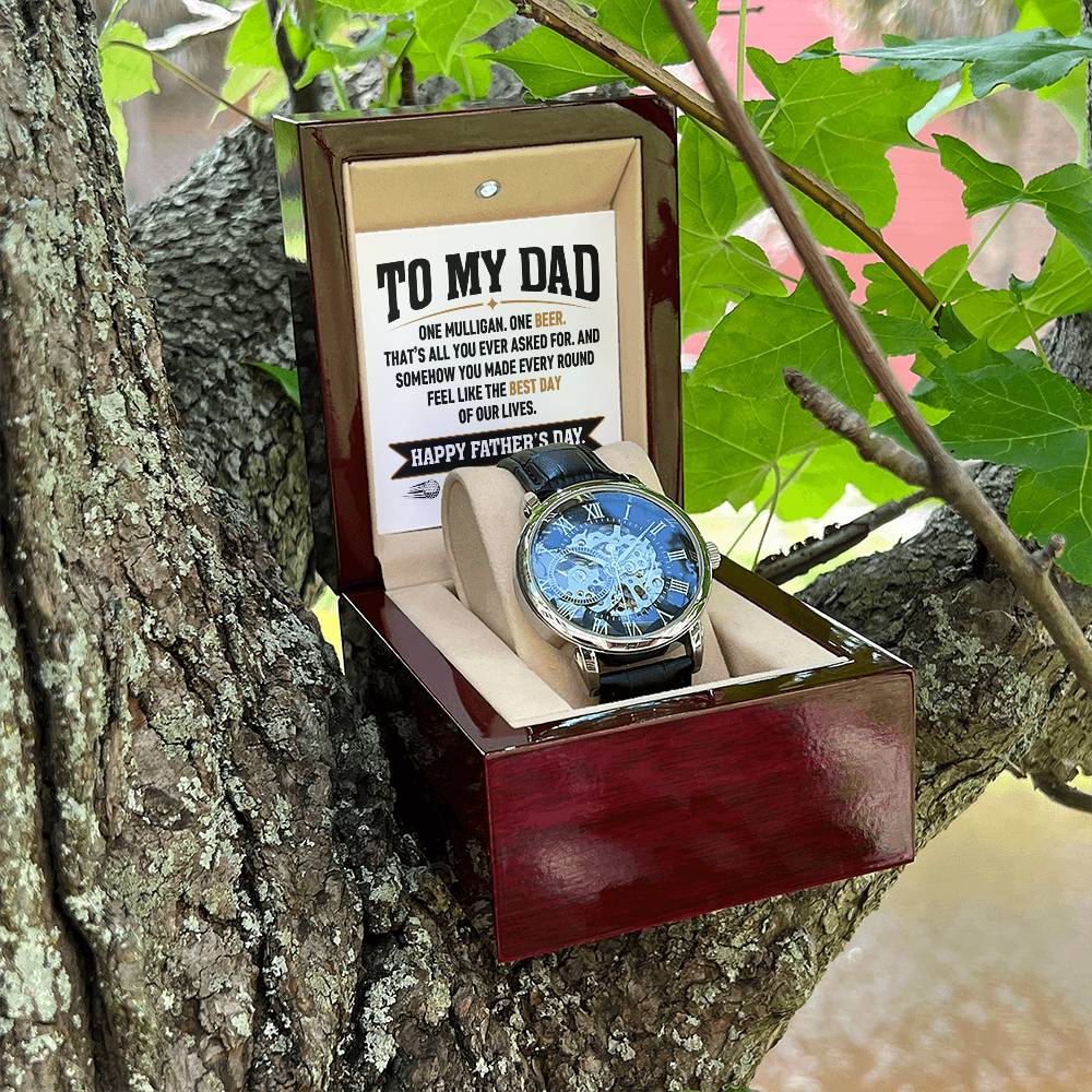 Personalized Father's Day Gift for Dad - One Mulligan One Beer Golf Watch Custom Name