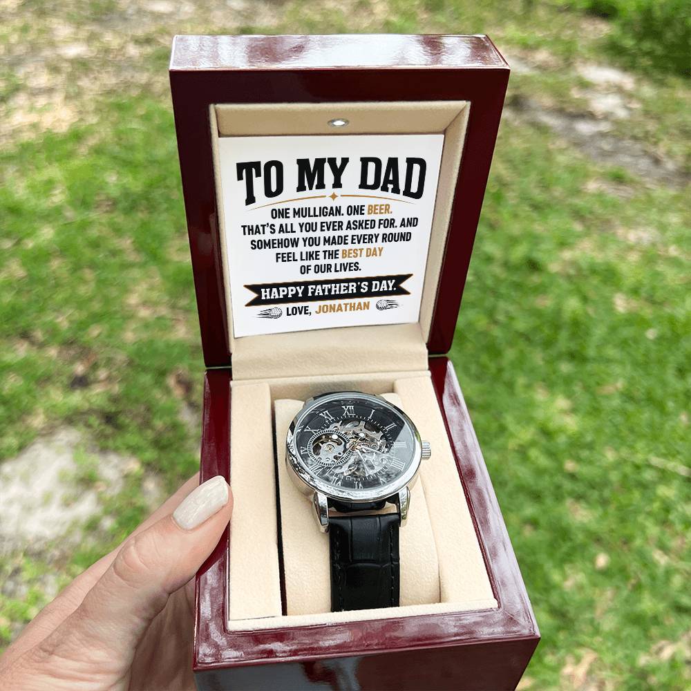Personalized Father's Day Gift for Dad - One Mulligan One Beer Golf Watch Custom Name