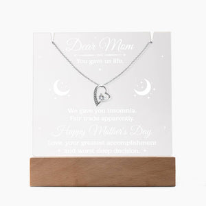 Funny Mom Necklace Gift, Mothers Day Gift from Kids, Dear Mom Jewelry, Heart Pendant Gift for Mom, Humorous Sentimental Mom Gift