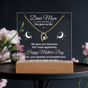 Funny Mom Necklace Gift, Mothers Day Gift from Kids, Dear Mom Jewelry, Heart Pendant Gift for Mom, Humorous Sentimental Mom Gift