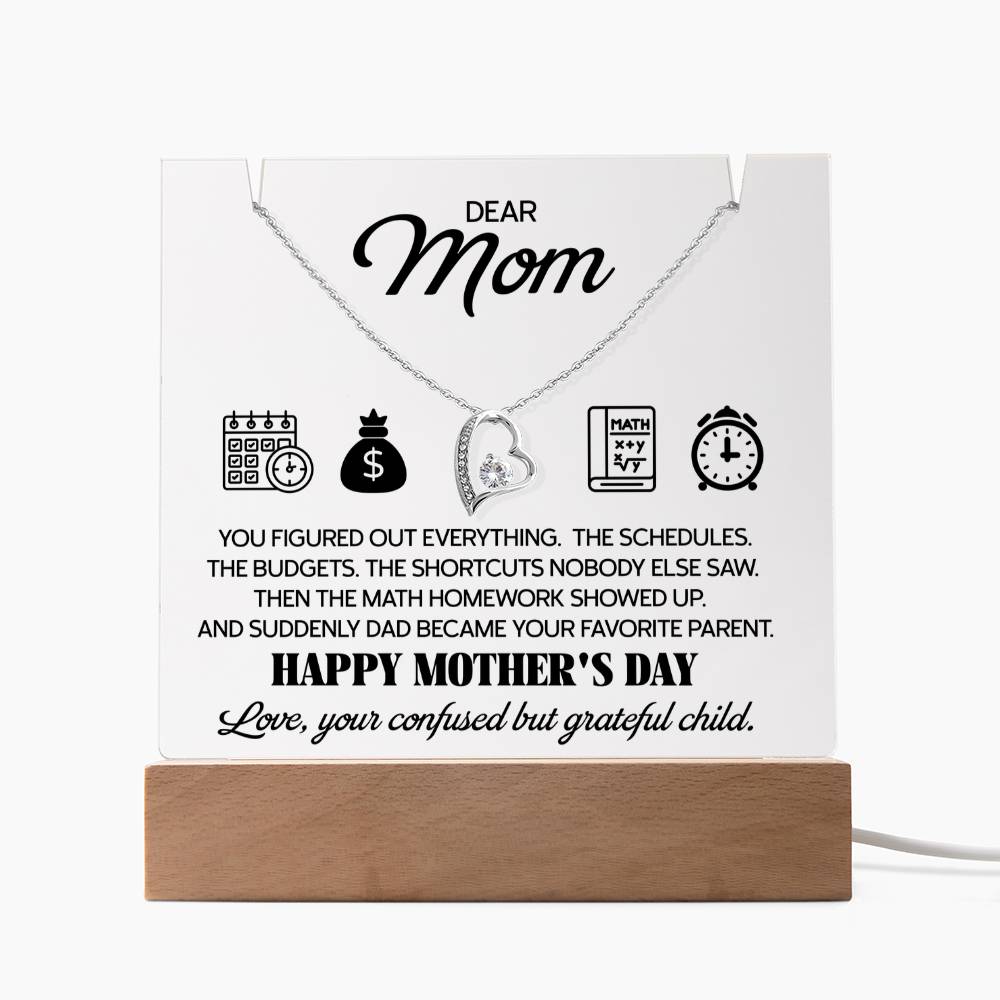 Dear Mom Gift Necklace, Mother’s Day Gift from Child, Heart Pendant Jewelry, Mom Appreciation Gift, Emotional Gift for Mother