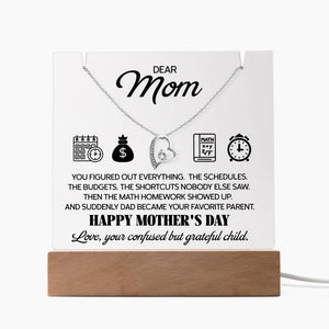 Dear Mom Gift Necklace, Mother’s Day Gift from Child, Heart Pendant Jewelry, Mom Appreciation Gift, Emotional Gift for Mother