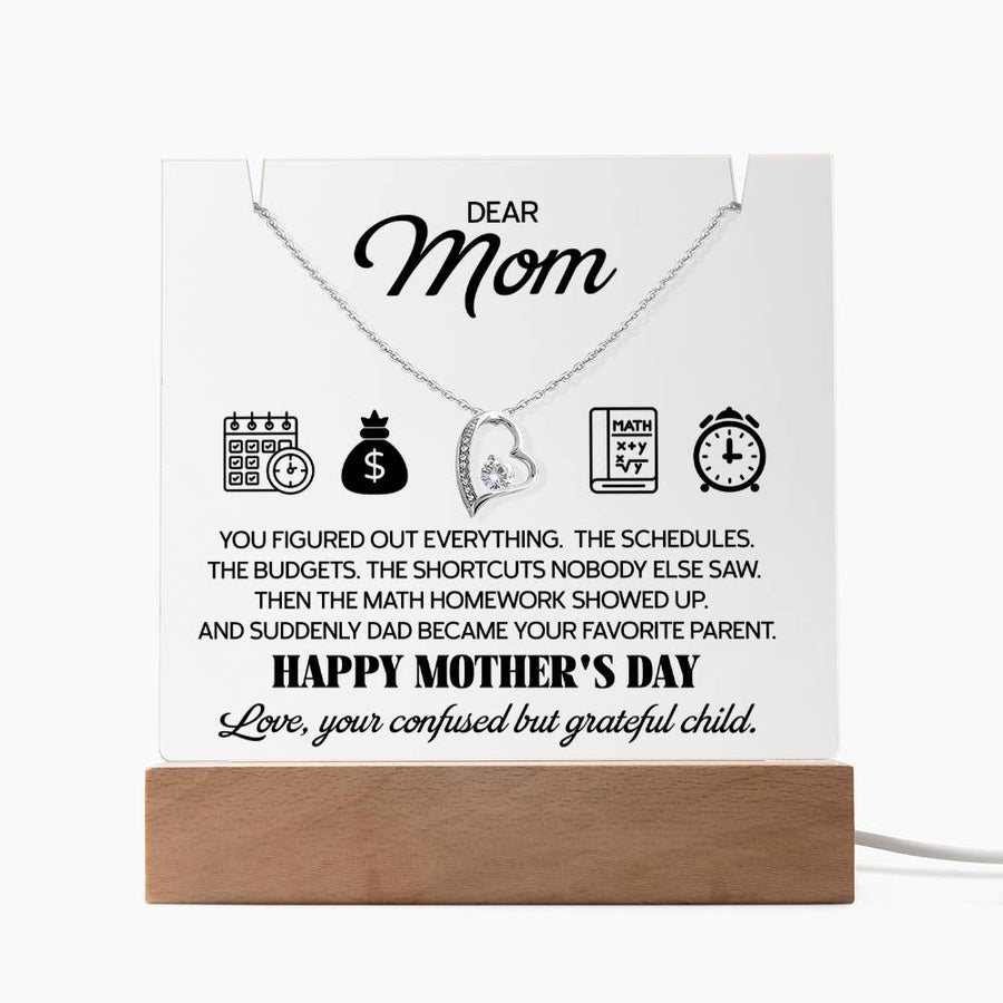 Dear Mom Gift Necklace, Mother’s Day Gift from Child, Heart Pendant Jewelry, Mom Appreciation Gift, Emotional Gift for Mother