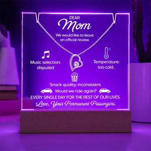 Funny Mom Necklace Gift, Mothers Day Gift from Kids, Dear Mom Jewelry, Heart Pendant Gift for Mom, Humorous Review Mom Gift, Unique Mom Gift