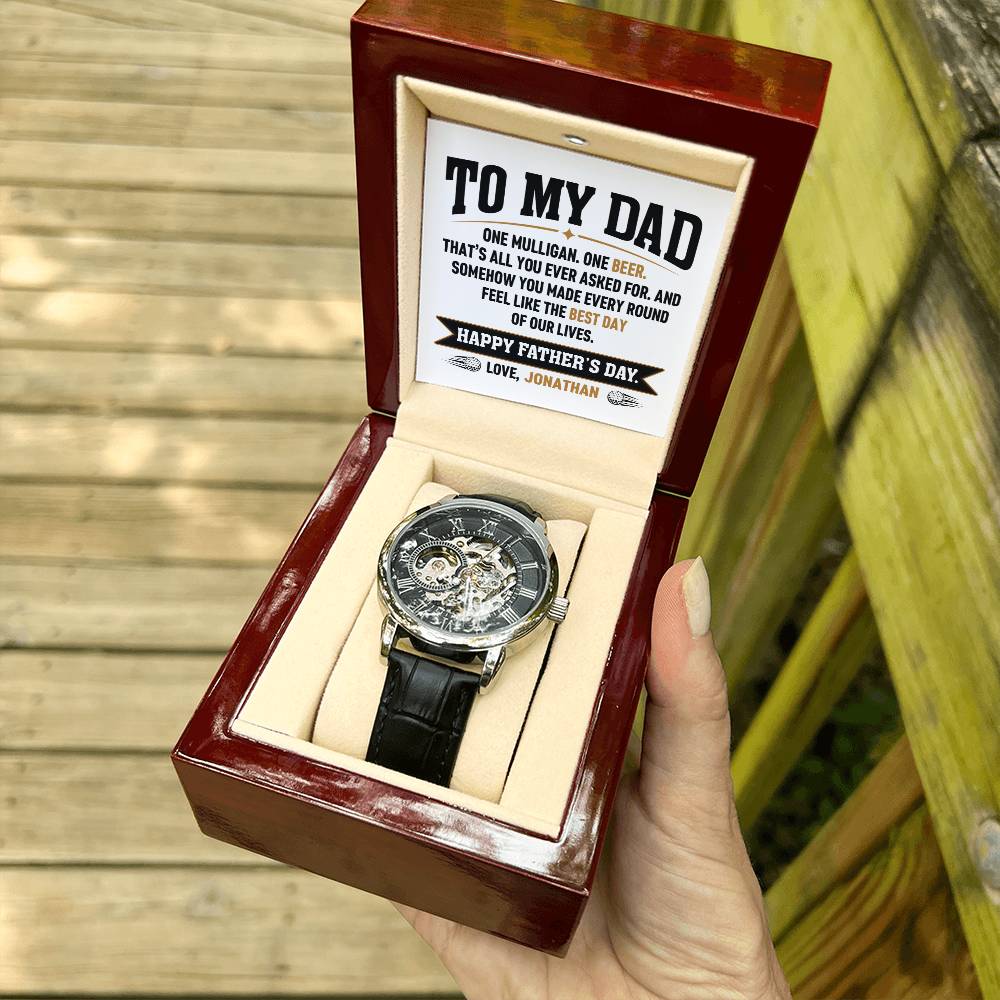 Personalized Father's Day Gift for Dad - One Mulligan One Beer Golf Watch Custom Name