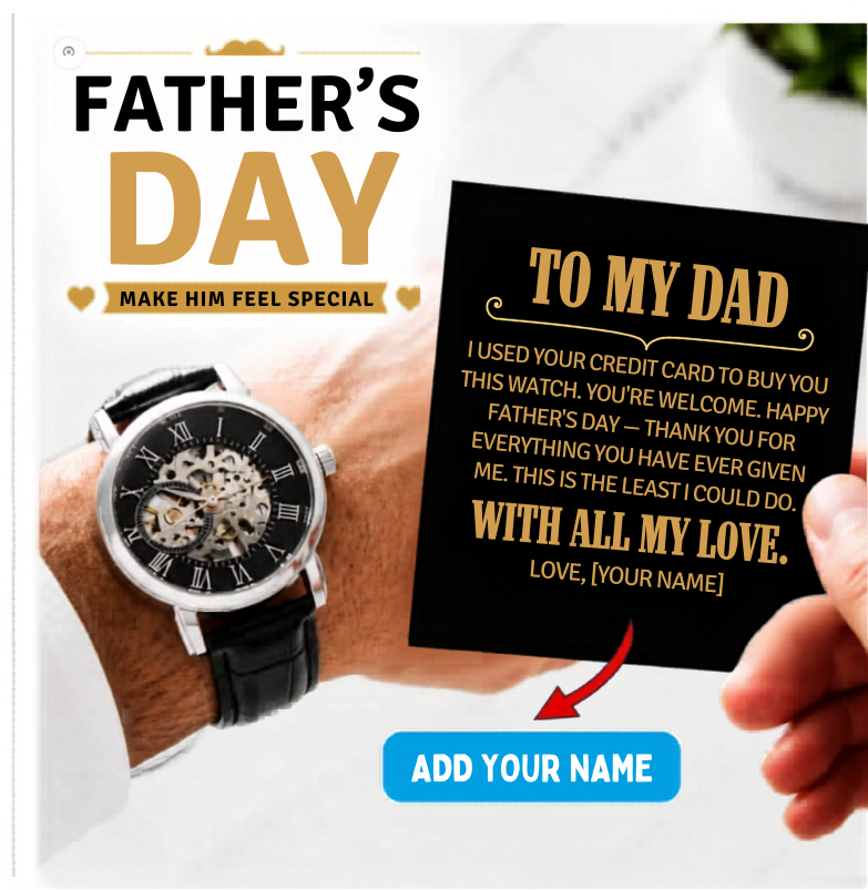 Funny Father's Day Gift for Dad from Daughter - I Used Your Credit Card Watch