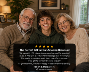 To My Grandson Acrylic Plaque from Grandpa & Grandma – Personalized LED Night Light Gift for Grandson